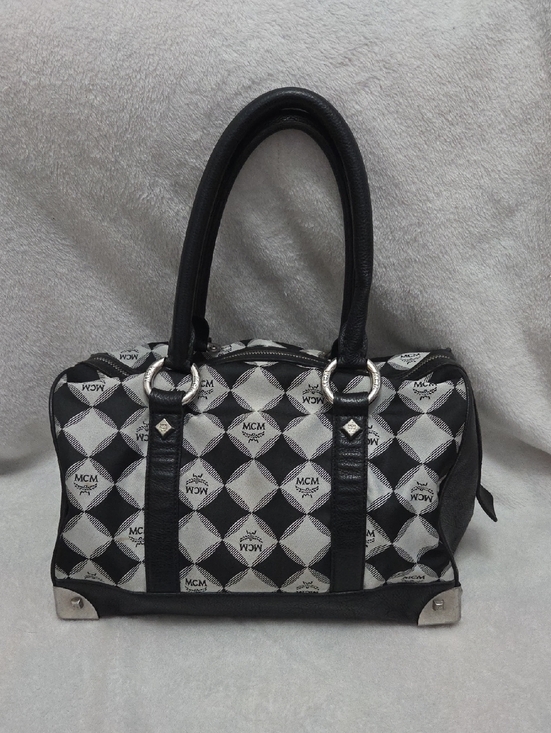 MCM Handbags - MCM Black and White Checkered Logo Satchel